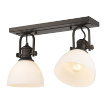 Golden 3118-2SF RBZ-OP - Yep by Golden Lighting Hines 2-light Semi-Flush Mount in Rubbed Bronze and Opal Glass